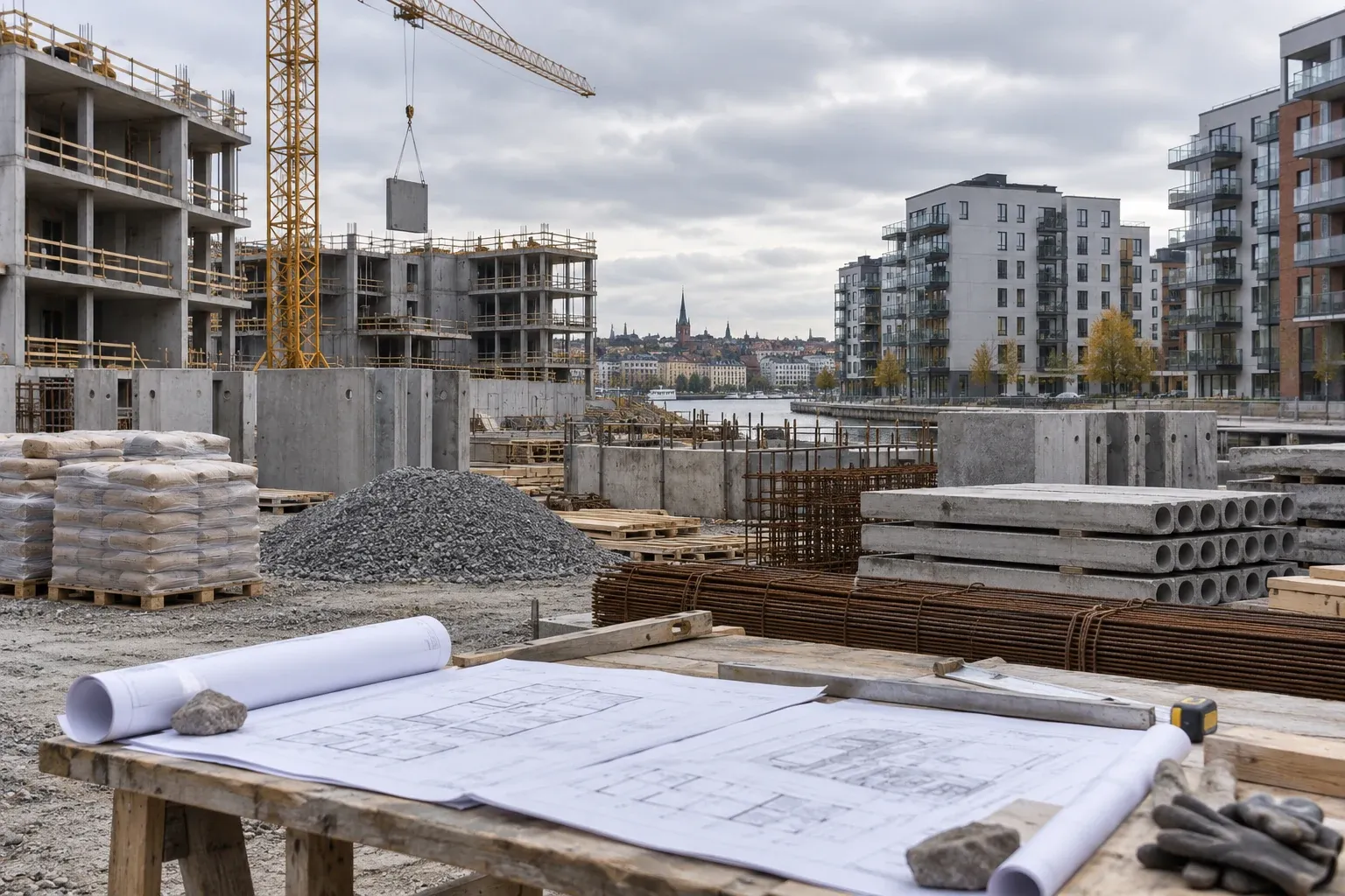 Generisk illustration av byggmaterial i neutral miljö utan personer